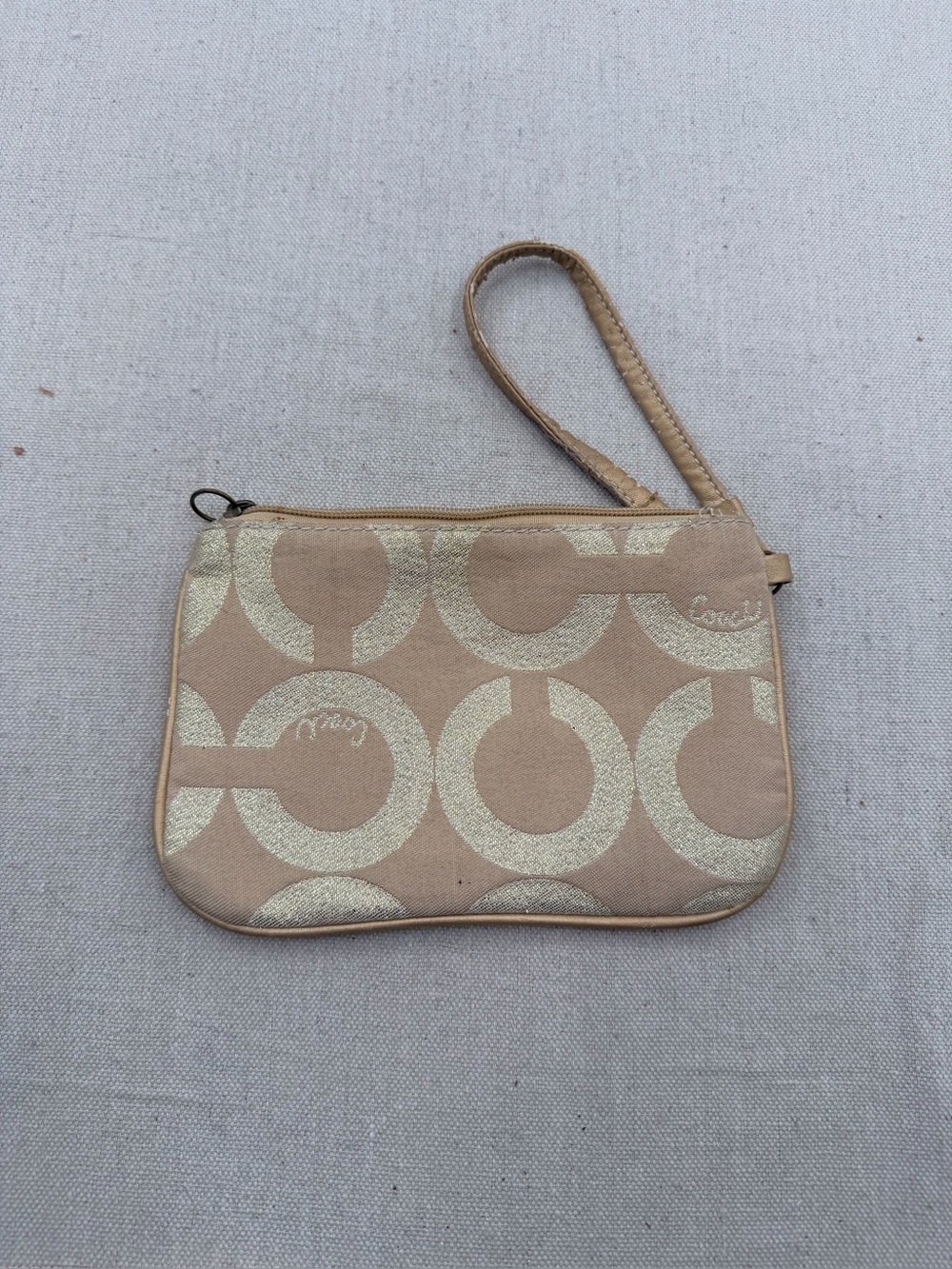 Coach Beige Signature Wristlet